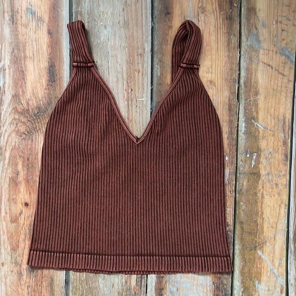 Washed Seamless Crop : washed vintage wine X-Small/Small. NWOT - Picture 5 of 7